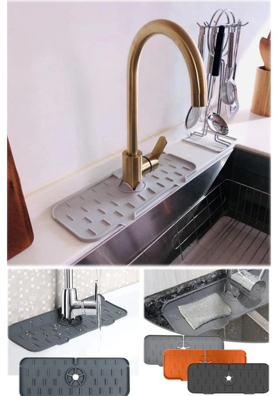 Tezgah Sıçrama Koruyucu Silikon Musluk Altı Mutfak Banyo Lavabo