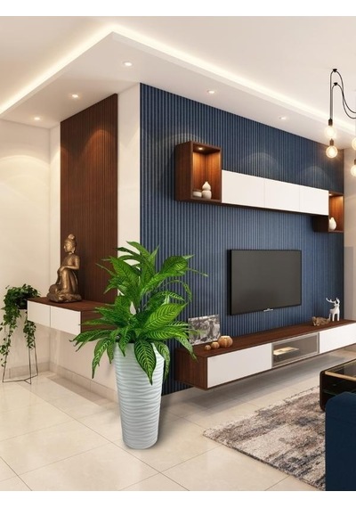 Yapay Çiçek Yukka Sarı Damarlı Salon Bitkisi Beyaz Uzun Kumsal Vazoda 120cm 60yaprak