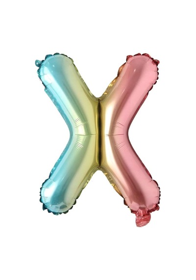 X Harf Gökkuşağı Folyo Balon16 İnç 36 cm