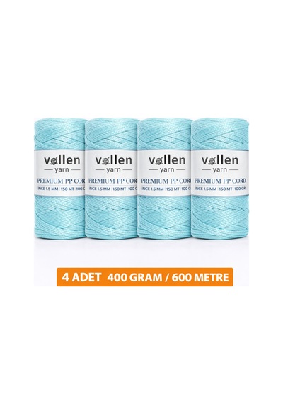 600m Polyester Makrome Ipi, Supla Ipi, Çanta Ipi, Bileklik Ipi,makrame,su Yeşili 1.5mm-400gr