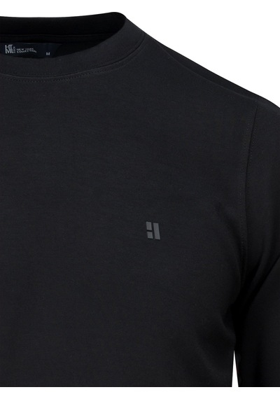 Hatemoğlu Siyah Regular Fit Bisiklet Yaka Sweatshirt