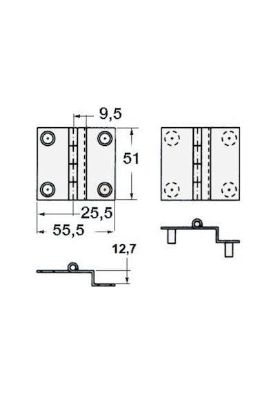 Dirsek Menteşesi Saplamalı Paslanmaz 55x51mm
