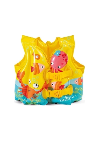 Deniz Yaşamı Balık Desenli Deniz Yeleği Sarı Can Yeleği 41x30 3-5 Yaş Sarı