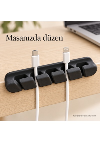 Masaüstü Kablo Düzenleyici Şarj Kablosu Tutucu Organizer 5 Kanallı