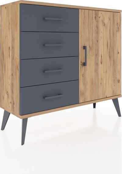 Arges Şifonyer Tek Raflı 4 Çekmeceli Tek Kapaklı 88x30x80 Çam-çam/antrasit Çam/antrasit Arges Şifonyer Tek Raflı 4 Çekmeceli Tek Kapaklı 88x30x80 Çam-çam/antrasit Çam/antrasit