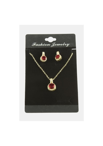 Yuvarlak Zirkon Taşlı Set Kolye 11 60363056