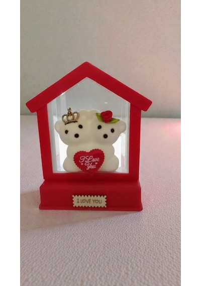 Sevgililer Gününe Özel Ayıcıklı Işıklı Ve Müzikli Biblo Boyut:17,5cm 12 Cm