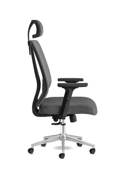 Spark Ofis Sandalyesi Baş Destekli Fileli Sırt Ergonomik Çalışma Koltuğu Gri Krom Diğer