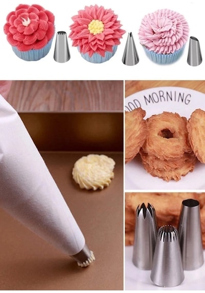 10 Parça Krema Torbası Pasta Krema Sıkma Torbası Paslanmaz Çelik