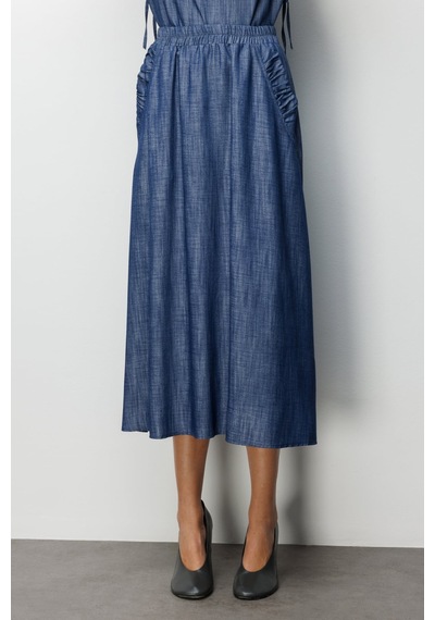 On Kadın Beli Lastikli Maxi Etek 74321 Indigo İndigo