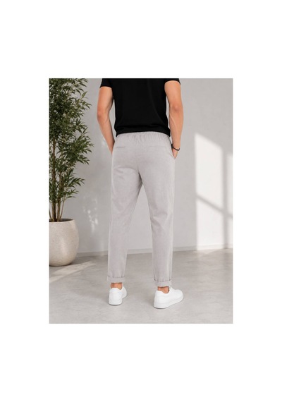 Neco Giyim Erkek Jogger Dar Kesim Beli Lastikli Bağcıklı Duble Paça Pantolon Gri