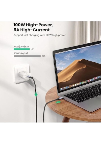 Ugreen Thunderbolt 3 Type-c To Type-c Usb 3.1 Gen2 5 A 100 W  Data Şarj Kablosu 1 MT