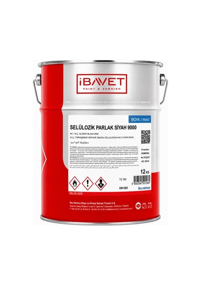 İbavet Selülozik Parlak Boya 12 Kg Siyah Ral 9005