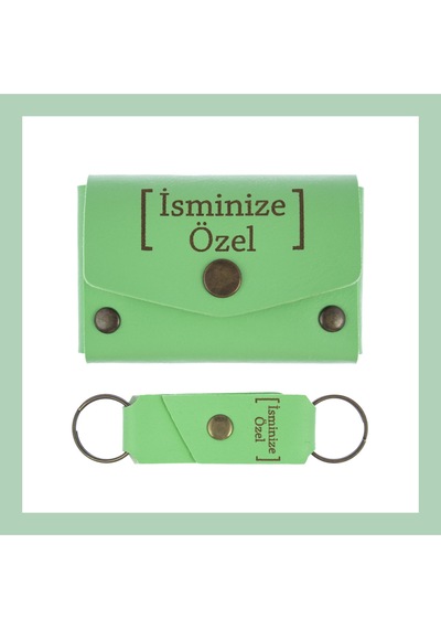 Miaju Fıstık Yeşil, Adınıza Özel Kişisel Cüzdan Ve Anahtarlık Seti, Şık Hediyelik Takım, Mükemmel Sürpriz Fıstık Yeşil