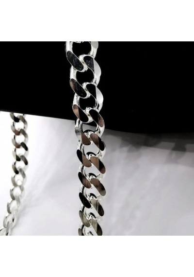 Vog 11mm Gürmet Zincir 925 Ayar Unisex Gümüş Kolye
