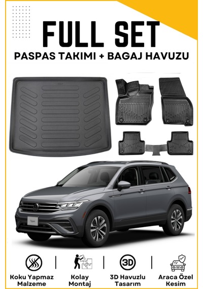 Volkswagen Tiguan 2017 Model Üst Birebir Uyumlu Bagaj Havuzu+paspas Seti