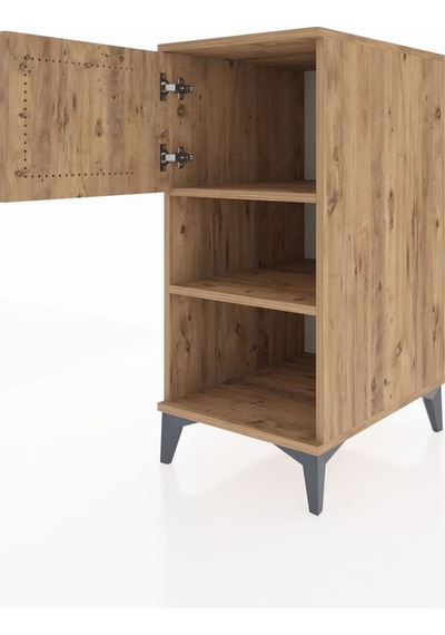 Kronos Komodin 2 Raflı Tek Kapaklı 44x59x96 Çam-çam Çam
