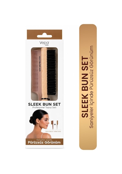 Vepa Sleek Bun Set, Profesyonel Topuz Fırçası, Krepe Tarak Diğer