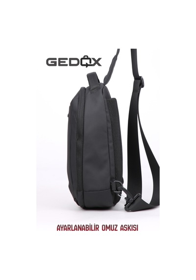 Gedox Siyah Su Geçirmez 3 Bölmeli Çapraz Sırt Çantası Tek Omuz Göğüs Çantası Bodybag Gdx2102
