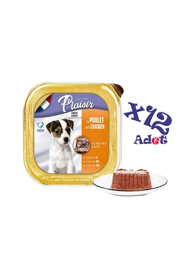 Plaisir Tavuklu ve Etli Pate Konserve Yavru Köpek Maması 12 x 150 G