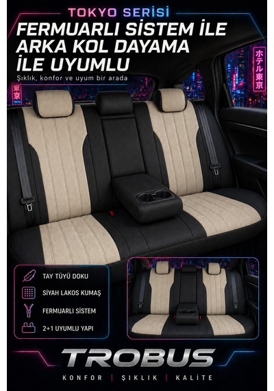 Byd Atto 3 2023 Ve Sonrası Bel Destekli Tay Tüyü Koltuk Kılıfı Tokyo Serisi Bej Siyah