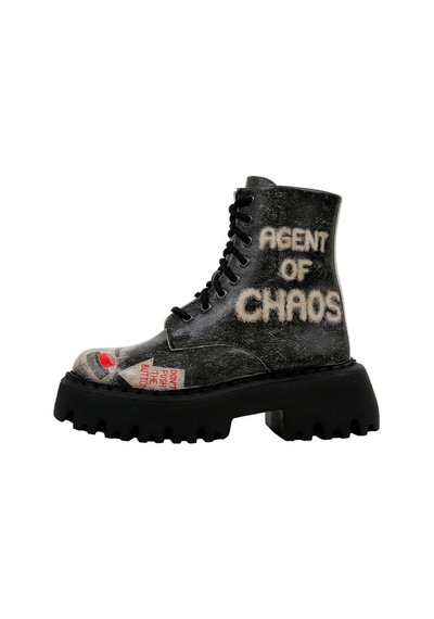Kadın Vegan Deri Siyah Uzun Bot - Agent Of Chaos Tasarım Çok Renkli