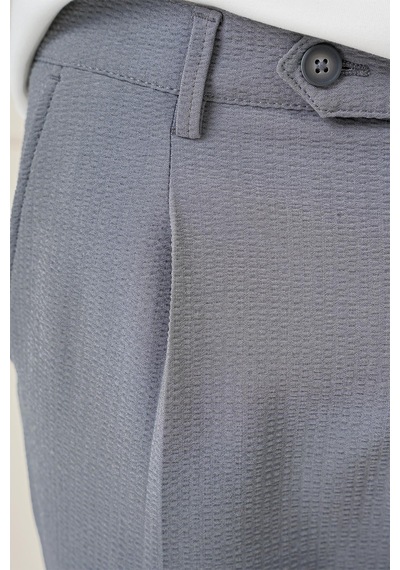 Efor Comfort Fit Gofre Kumaş Pileli Pamuk Casual Gri Pantolon P 1148 Gri