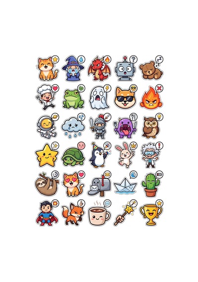 Sevimli Karakterler Chibi Sticker Seti 150 Adet - 5'li Mega Paket No13 - Laptop Defter Ajanda Çok Renkli