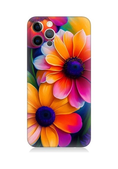 Apple Uyumlu iPhone 12 Pro Max Soft Renkli Çiçekler Desenli Silikon Kılıf