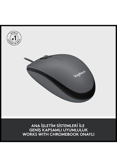 Logıtech 910-006652, M100 Siyah, Usb Kablolu, 1000dpi, Optik, 3 Tuşlu, Mouse Diğer