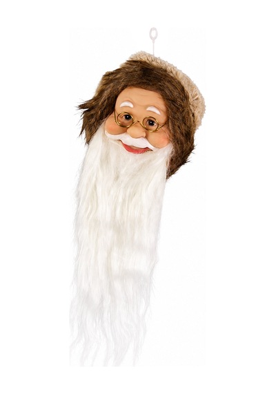 Yılbaşı Süsü Noel Baba Kafası Mini Kürk Şapkalı Kahve 25 Cm
