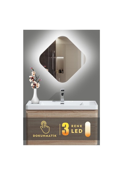 Led Işıklı Asimetrik Banyo Ve Konsol Aynası Beyaz