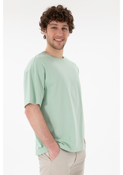 U.S. Polo Assn. Erkek Oversize Fit Bisiklet Yaka Su Yeşili Tişört 50305859-VR048