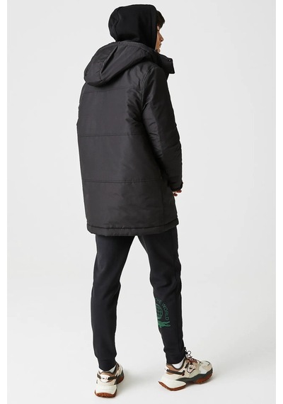 Lacoste Syntehic Fill Jacket Çıkarılabilir Kapüşonlu Erkek Parka Siyah