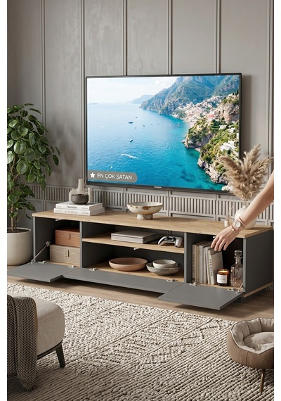 Future Tv Ünitesi Orta Sehpa 2'li Set Çam-antrasit Fr17-aa