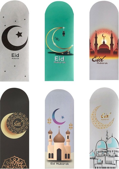 Eid Mübarek Yeşil Zarflar Klasik Moon Star Kale Elemanları Tasarımı Ev Müslüman Partisi İçin Uygun B