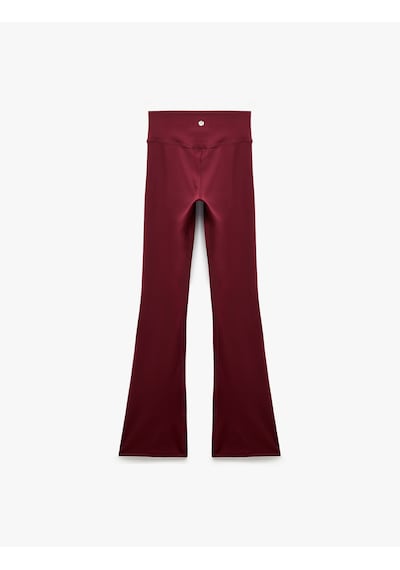 Koton Yüksek Bel Slim Fit Dikiş Detaylı Spor İspanyol Paça Tayt Bordo 7wak40230nk