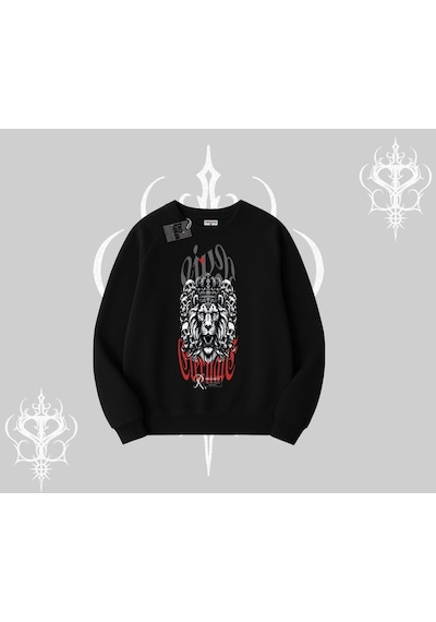 Startmore Biskilet Sweatshirt Crowned Lion Rock Authority Myth Siyah