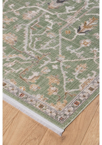 Adaçayı Yeşili Vintage Madalyon Desenli Makine Halısı - Modern Salon Ve Oturma Odası Halısı Cagla