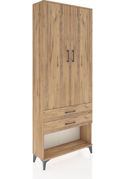 Arges Dolap 3 Raflı 2 Çekmeceli 2 Kapaklı 88x30x221 Çam-çam Çam