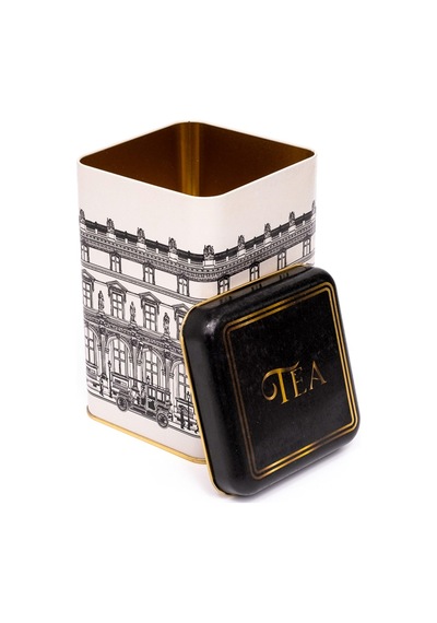 City Tea Desenli Kare Metal Saklama Kabı 10.5 x 10.5 x 16 CM 1.7 L Çok Renkli