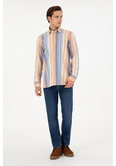 U.s. Polo Assn. Erkek Saks Gömlek Desenli 50291243-vr045 Saks
