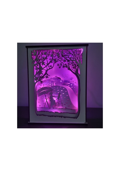 Özel Tasarım 8 Katmanlı Ahşap Dekoratif Ressam Gece Lambası Pembe - 738559961 Pembe