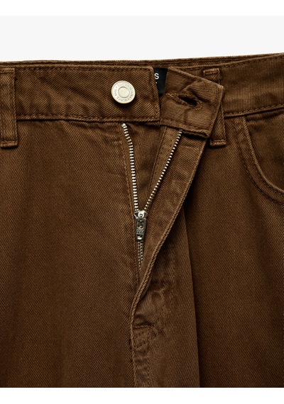 Koton Cepli Normal Bel Pamuklu Vintage Straight Fit Jean Pantolon Haki 7wam40261nd