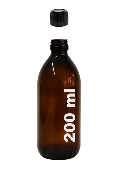 Afracam Yuvarlak Amber 200 Ml Siyah Plastik Kapaklı Cam Şişe