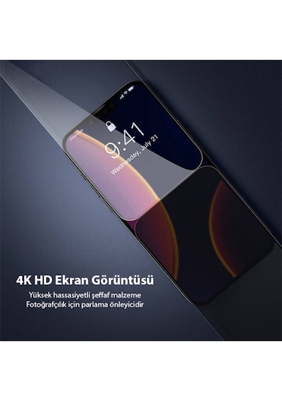 Baseus Apple Uyumlu   iPhone 13 Mini 0.23Mm Gizlilik Hayalet Full Ekran Koruyucu Siyah (522575282)