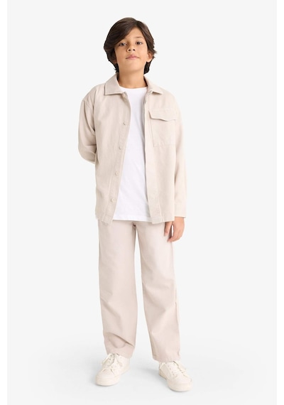 Defacto Erkek Çocuk Oversize Geniş Kalıp Polo Yaka Uzun Kollu Gömlek G3621a825augr302 Gri