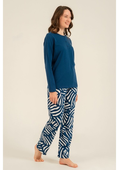 Arnetta Kadın Good Things Are Coming Lacivert Uzun Kol Pijama Takım Ar3765-s-v1 Ar3765-s-v1