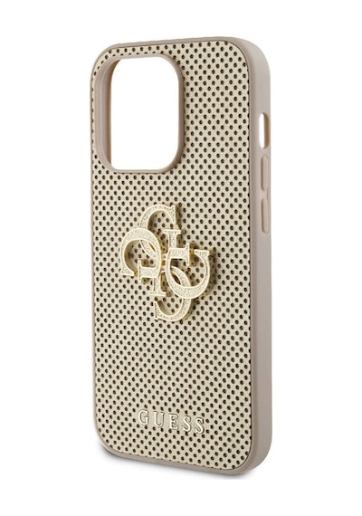 Apple Uyumlu  iPhone 15 Pro Max Kılıf Guess Lisanslı Delikli 4g Glitter Büyük Metal Logolu