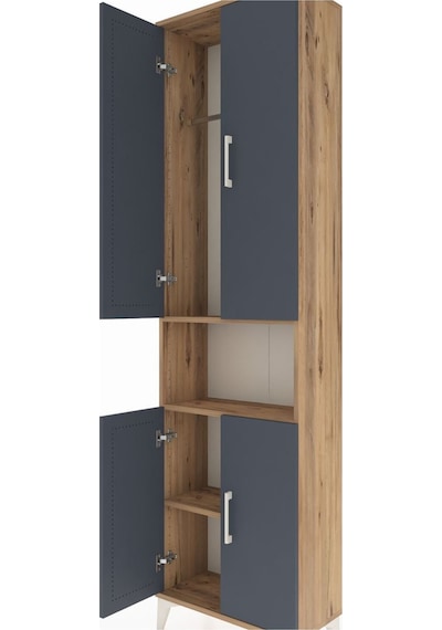 Arges Dolap 3 Raflı 4 Kapaklı Tek Askılı 60x30x221 Çam-antrasit Atlas Çam